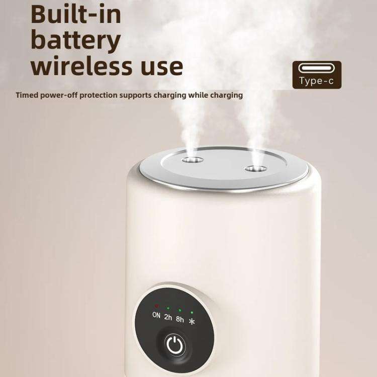 Desktop Dual Port Humidifier Portable Mini Air Purifier With Nightlight, Color: Beige