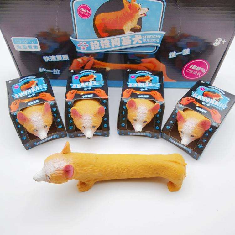 10pcs /Box TPR Stretch Corgi Dog Toy Pinch And Pressable Slow Rebound Decompression Toys