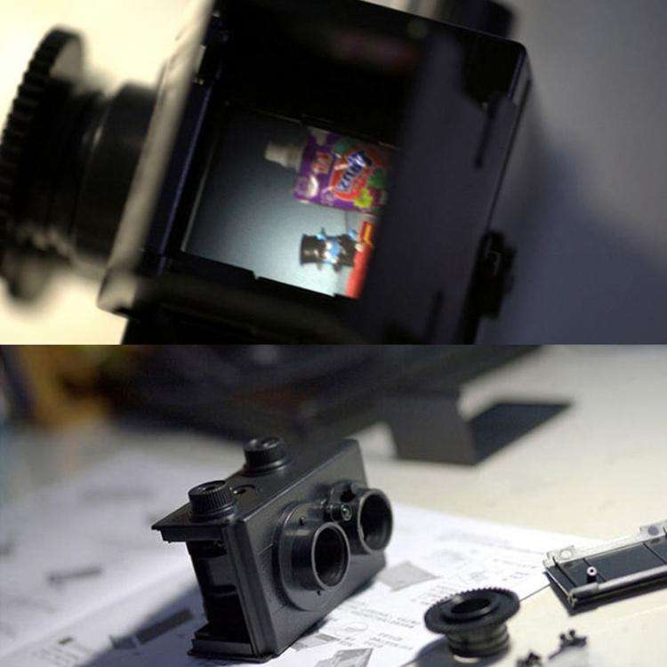 DIY Double Lens Assembly 35mm Film Camera Retro Nostalgic Double Reflection Film Camera(Black)