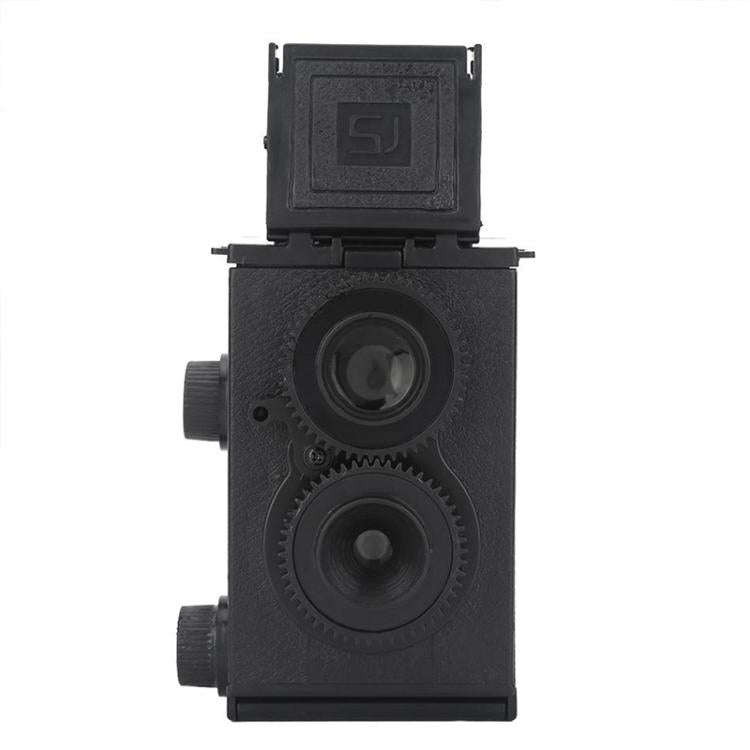 DIY Double Lens Assembly 35mm Film Camera Retro Nostalgic Double Reflection Film Camera(Black)