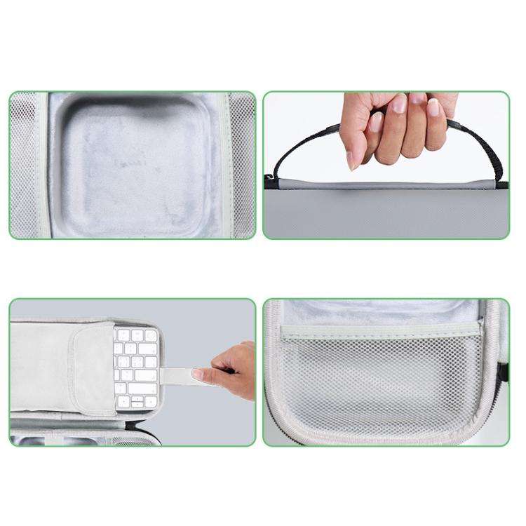 For Mac Mini M4 / M4 Pro Storage Bag Carrying Case Can Store Keyboard, Mouse(White)