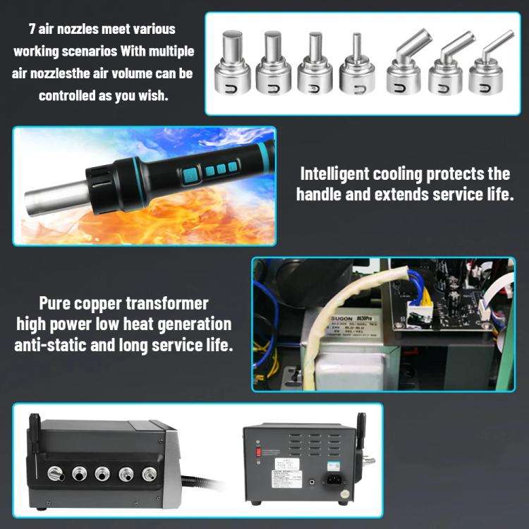 SUGON 8630 Pro Large Wind Power Cell Phone Repair CPU Digital Display Hot Air Soldering Station E...