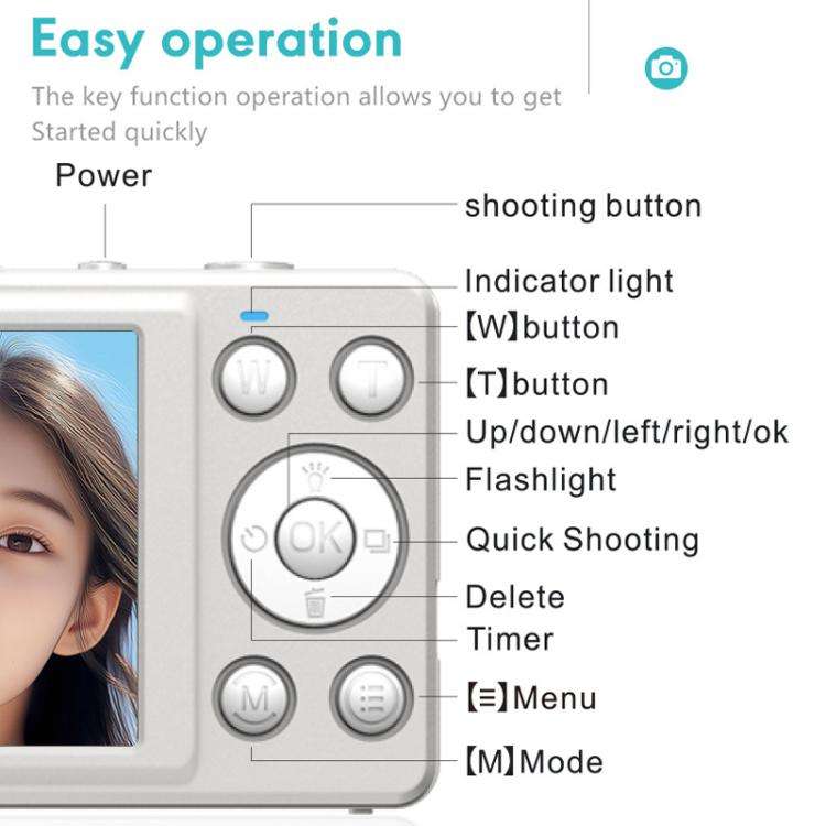 Anytek S7 4K HD Digital Camera Self-Timer Travel Camera Student Kids Card Camera(Black)