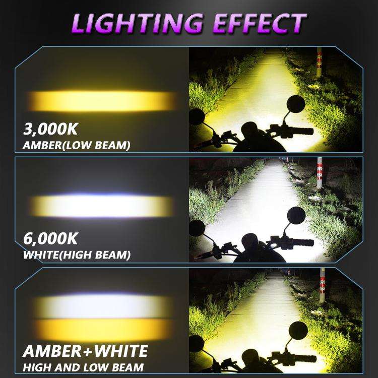 40W Motorcycle Wired Switch Integrated Waterproof Demon Eye Spotlight(Purple Light)