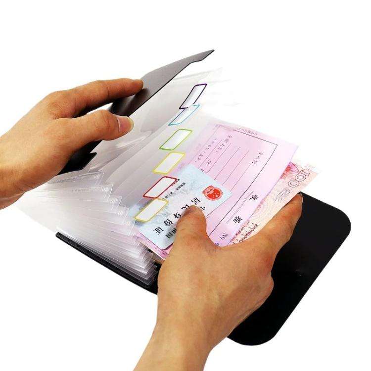 7 Pockets A6 File Organizer Expanding File Folders for Storage and Organization Black Cover Natur...