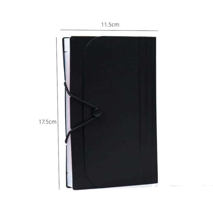 7 Pockets A6 File Organizer Expanding File Folders for Storage and Organization Black Cover Natur...