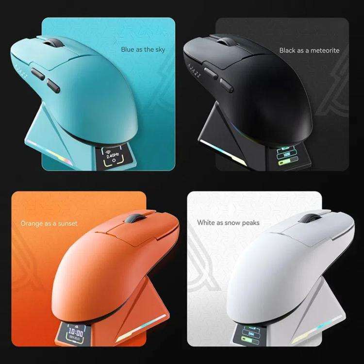 Ajazz AJ159 APEX Gaming Mouse PAW3395 Wireless Tri-Mode Lightweight With Charging Dock Mouse(White)