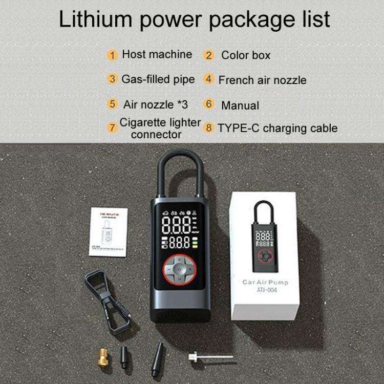 ATJ-004 Smart Wireless Digital Display Portable Car Tire Pump Multi-Function Inflator(Lithium Bat...