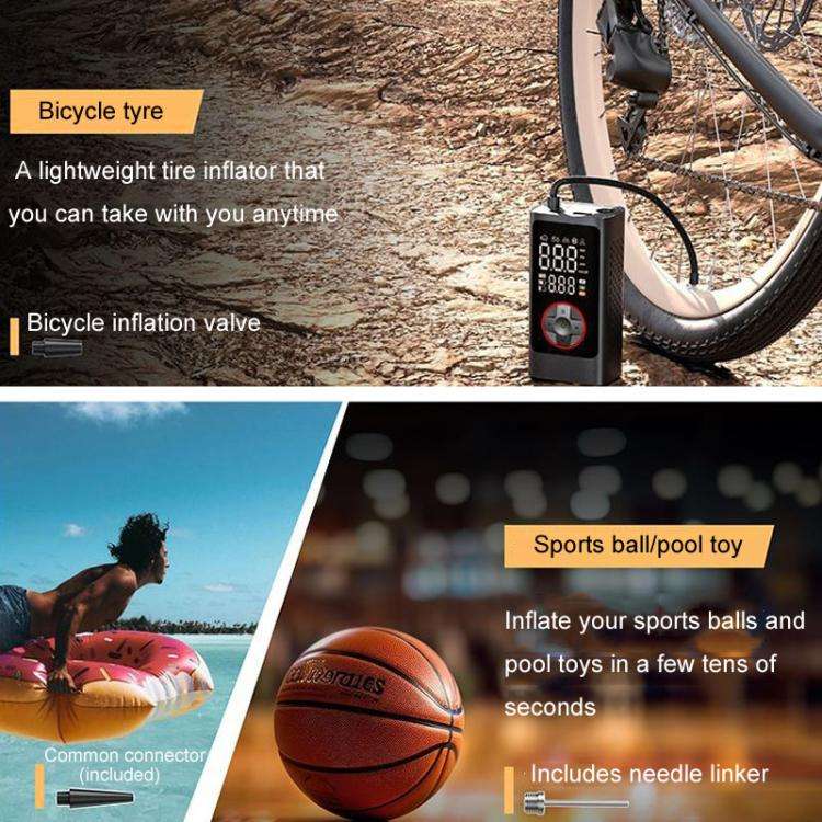 ATJ-004 Smart Wireless Digital Display Portable Car Tire Pump Multi-Function Inflator(Lithium Bat...