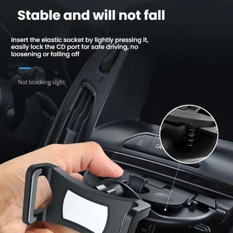 Car CD Slot Navigation Mobile Phone Holder, Color: Automatic Lock Type Gray