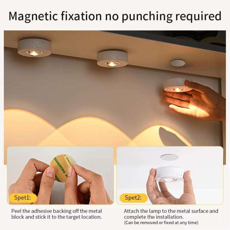Tri-color  Magnetic Puck Light Rechargeable LED Under Cabinet Light With Remote Control