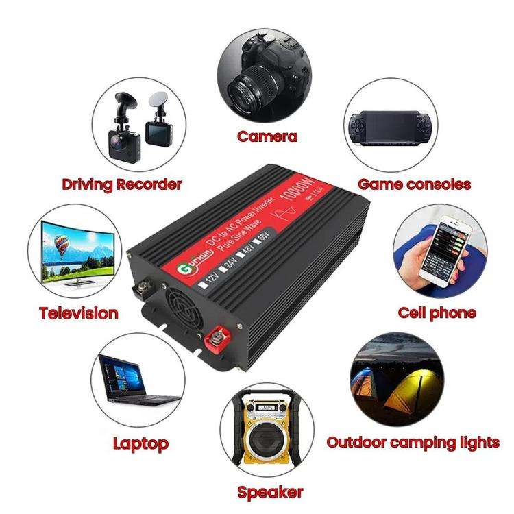 Gurxun 1500W Dual USB Fast Charger Dual Digital Display Pure Sine Wave Inverter, Spec: EU Plug 12...