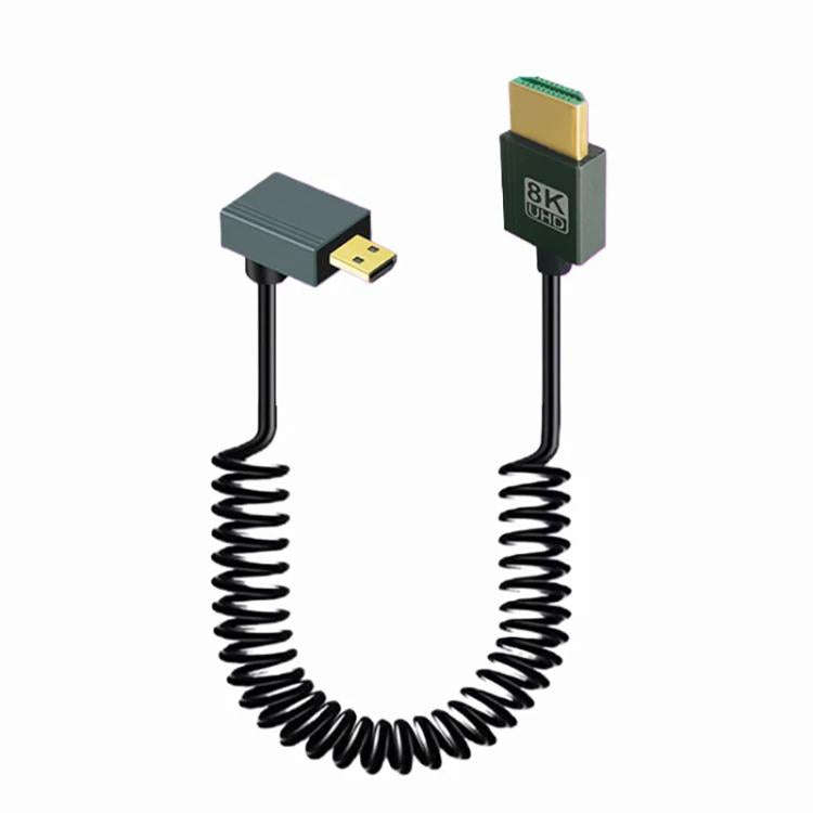 8K 60HZ HDMI 2.1 Spring Cable 0.5m Length, Spec: Micro HDMI Positive Bend