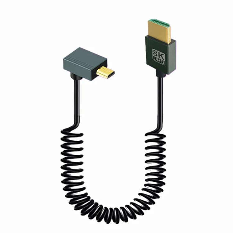 8K 60HZ HDMI 2.1 Spring Cable 0.5m Length, Spec: Micro HDMI Reverse Bend