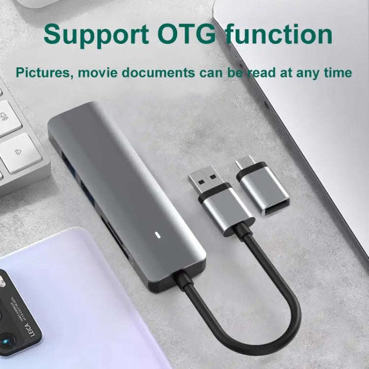 Blueendless Type-C Expansion Dock Multifunctional HUB Docking Station 5-in-1 USB3.0 x 3 + SD/TF3.0