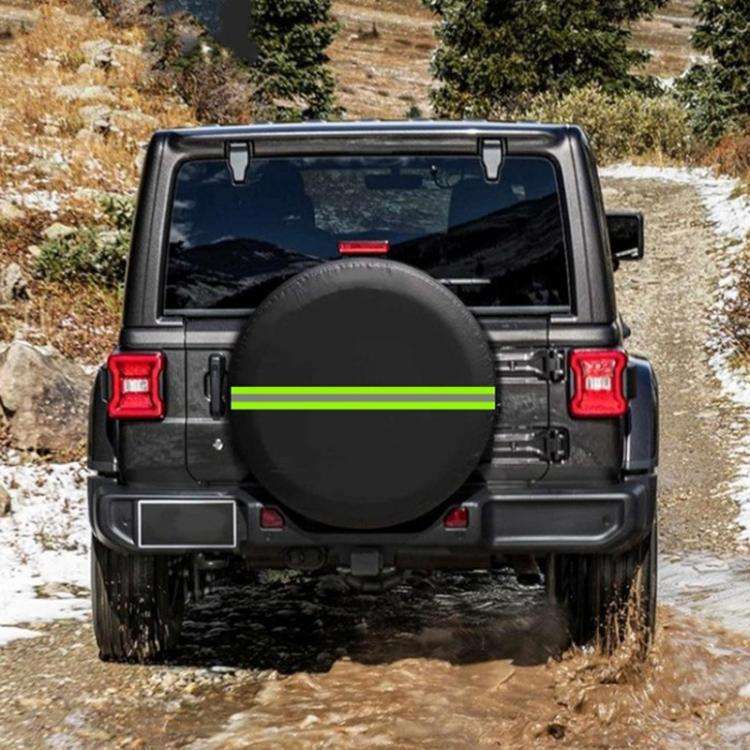 16inch Thickened Imitation Leather Car Tire Protector Spare Tire Cover With Reflective Stripes(FG...