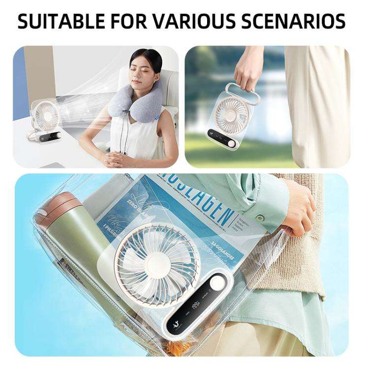 199-speed Desktop wall-mounted Fan With Handle & Light Built-in  Aromatherapy Cotton(Clear Black)