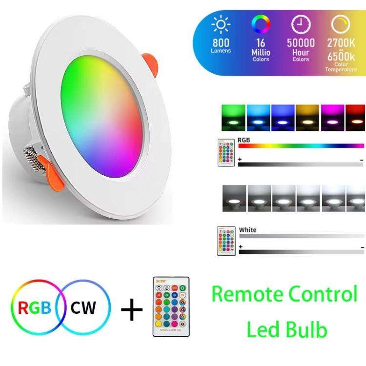 10W 85-265V RGB+White Light Ceiling Lamp Round Recessed Dimmable Ceiling Light With Remote Contro...