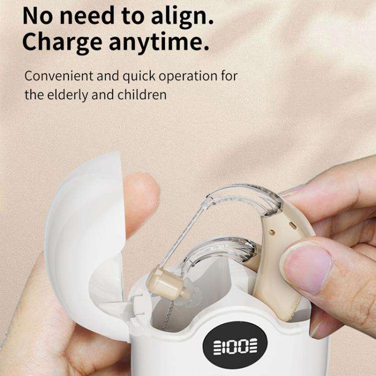 Noise-Cancelling Hearing Aid For Seniors With Digital Display And Charging Box(Blue)