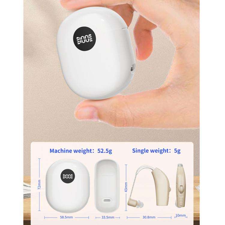Noise-Cancelling Hearing Aid For Seniors With Digital Display And Charging Box(Blue)