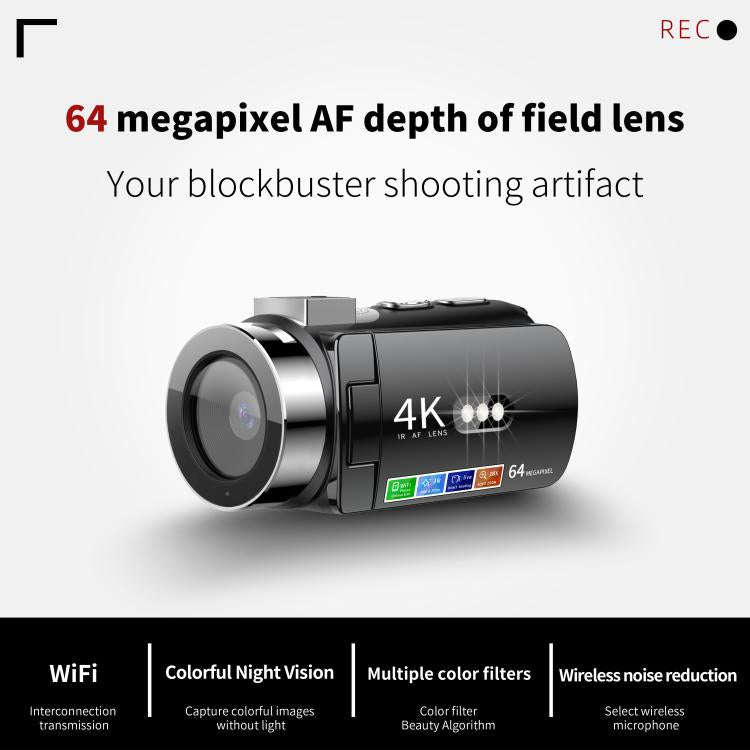WiFi HD 4K Lightless Colorful Night Vision Digital Video Camera, Color: Red + Bracket
