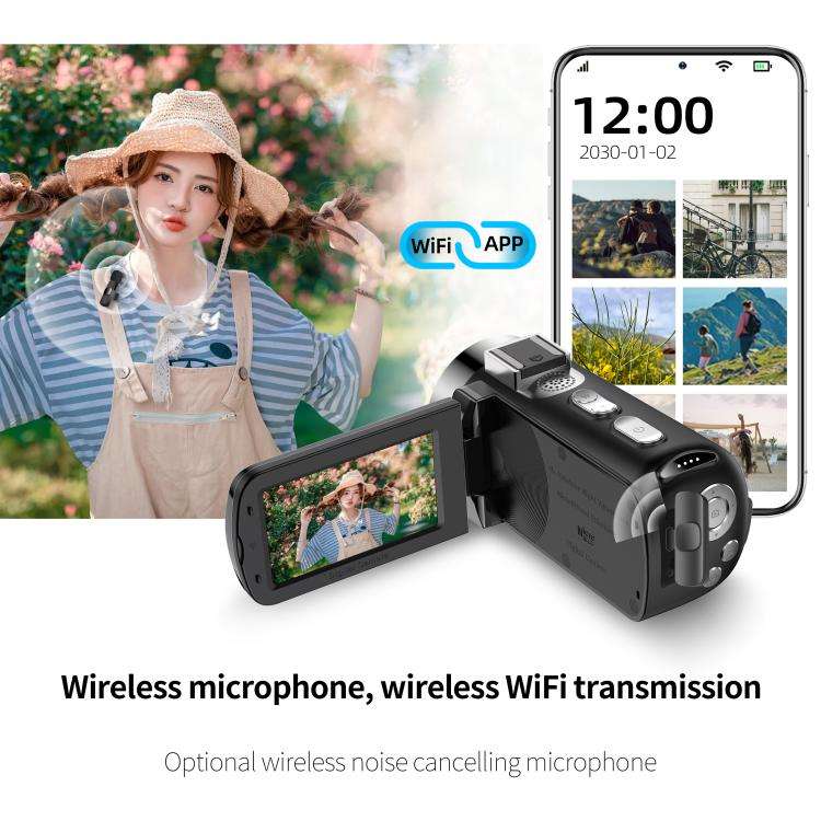 WiFi HD 4K Lightless Colorful Night Vision Digital Video Camera, Color: Red + Wireless Noise Redu...