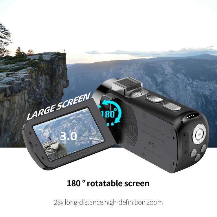 WiFi HD 4K Lightless Colorful Night Vision Digital Video Camera, Color: Black
