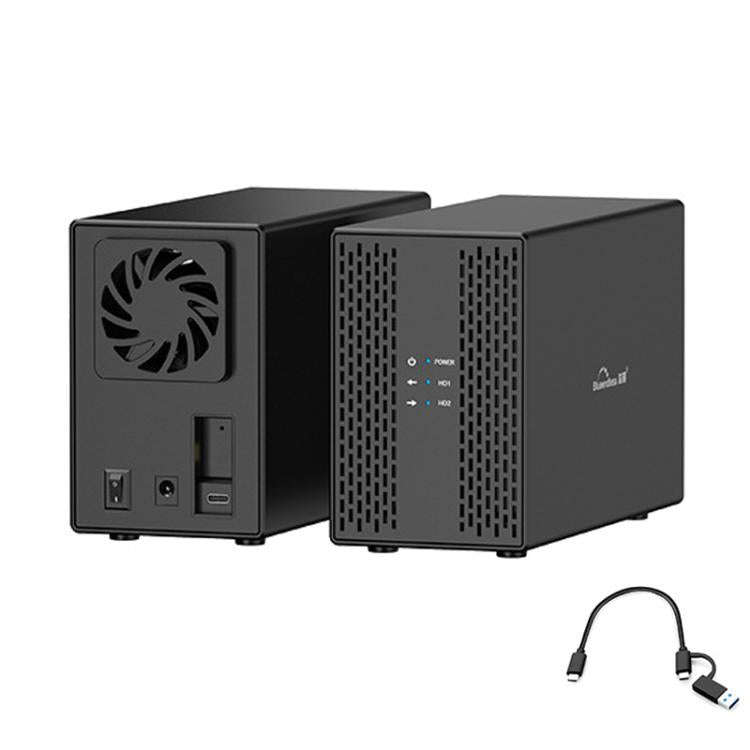 Blueendless DB3502F USB3.0/Type-C Non-array 2.5/3.5-inch Dual-Bay Mobile Hard Disk Box(AU Plug)