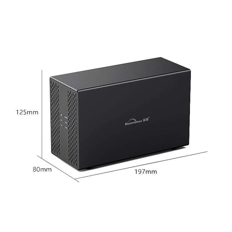 Blueendless DB3502F USB3.0/Type-C Non-array 2.5/3.5-inch Dual-Bay Mobile Hard Disk Box(AU Plug)