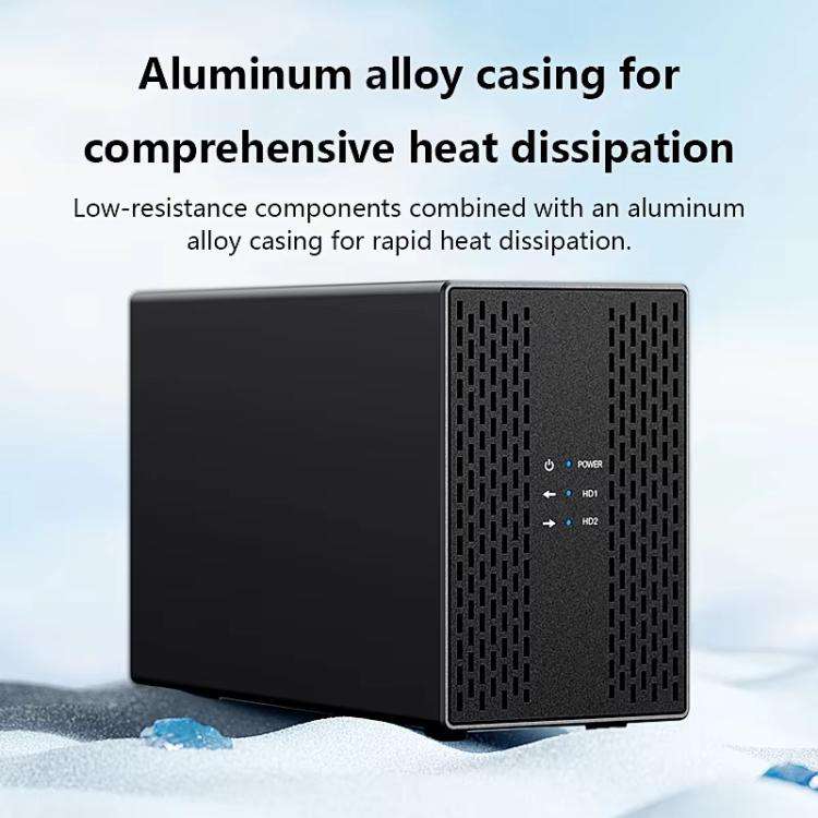 Blueendless DB3502F USB3.0/Type-C Non-array 2.5/3.5-inch Dual-Bay Mobile Hard Disk Box(AU Plug)