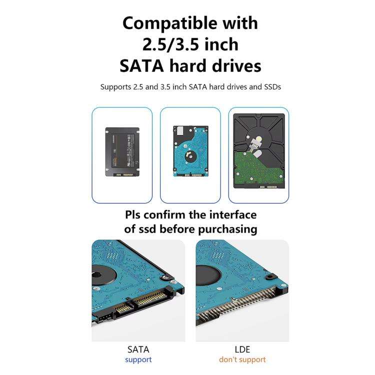 Blueendless DB3502F USB3.0/Type-C Non-array 2.5/3.5-inch Dual-Bay Mobile Hard Disk Box(AU Plug)