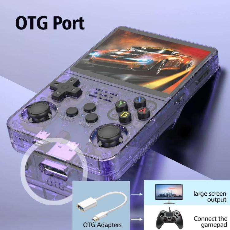 R36S Retro Handheld Game Console ARKOS System 3.5-Inch Screen Single TF Card Version 128G(Clear P...