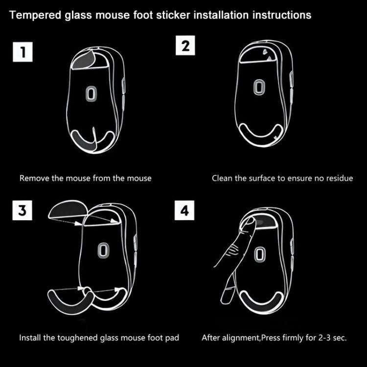 For Logitech GPW Glass Mouse Feet Stickers Anti-Slip Mouse Glide Skates(Printed Black)