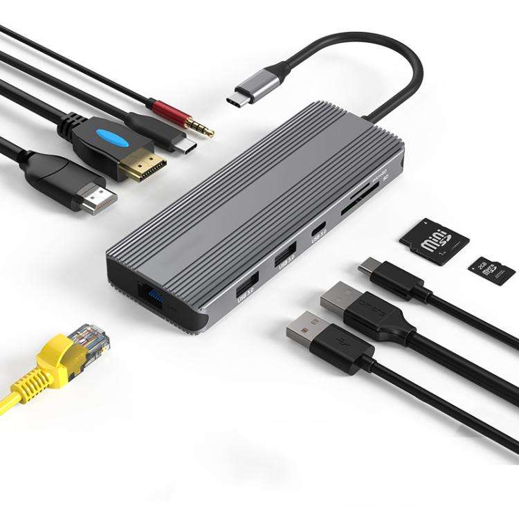 10-in-1 Dual HDMI 8K+4K Blueendless Multifunctional Type-C HD Gigabit Network Docking Station