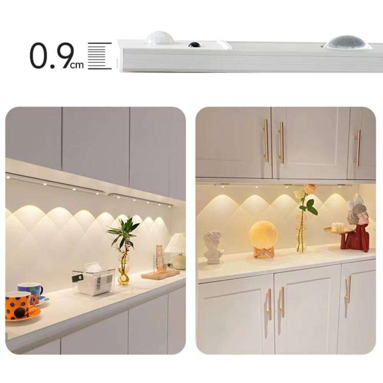 30cm Rechargeable Motion Sensor Light Bar Cabinet Wardrobe Lamp With Remote Control(Silver)