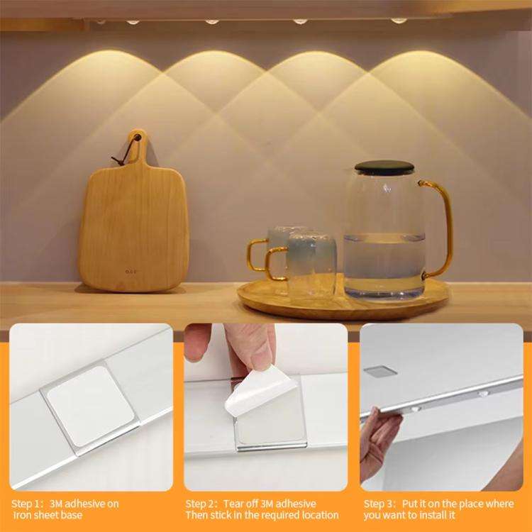 60cm Rechargeable Motion Sensor Light Bar Cabinet Wardrobe Lamp With Remote Control(Silver)