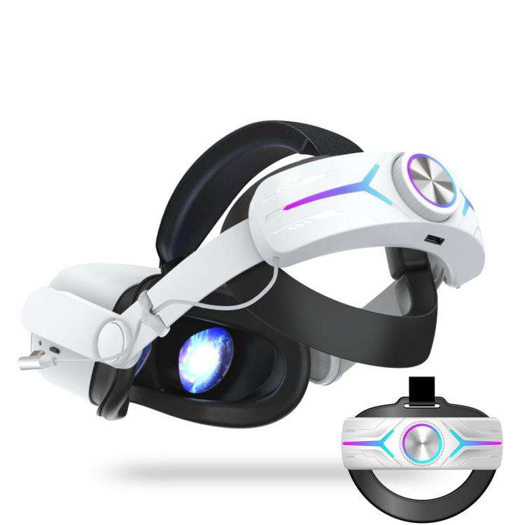 For Quest 2 VR RGB Head Strap Adjustable Headband Built-in 8000 mAh Battery(Gaming Black)