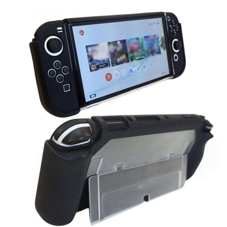 For Nintendo Switch OLED / Joy-Con 2 In 1 Protective Case TPU Cover Support(Black)