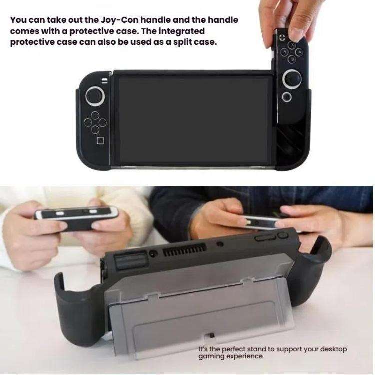 For Nintendo Switch OLED / Joy-Con 2 In 1 Protective Case TPU Cover Support(Black)