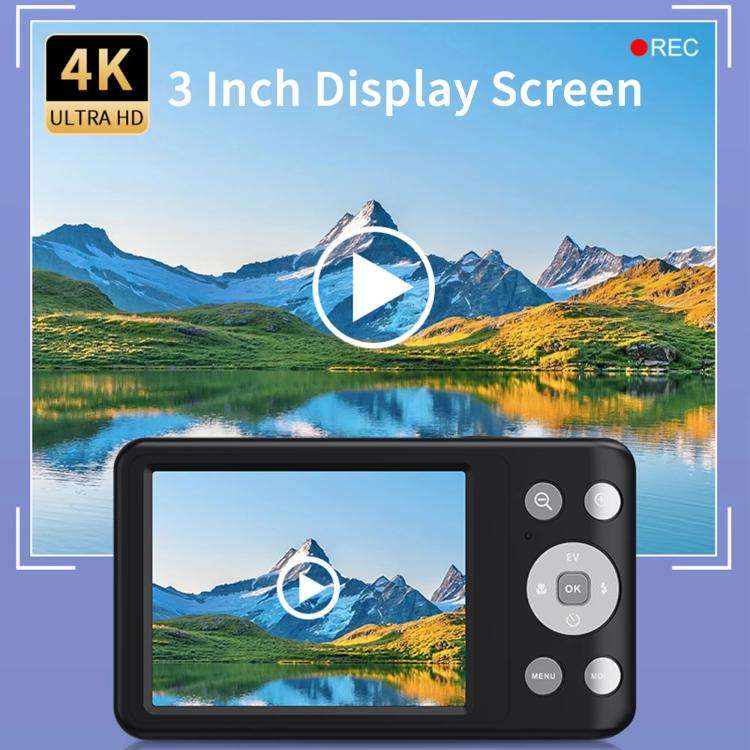 4K HD 6X Optical Zoom Digital Camera 3 Inch IPS Screen Video Vlogging Camcorde 32G(Black)