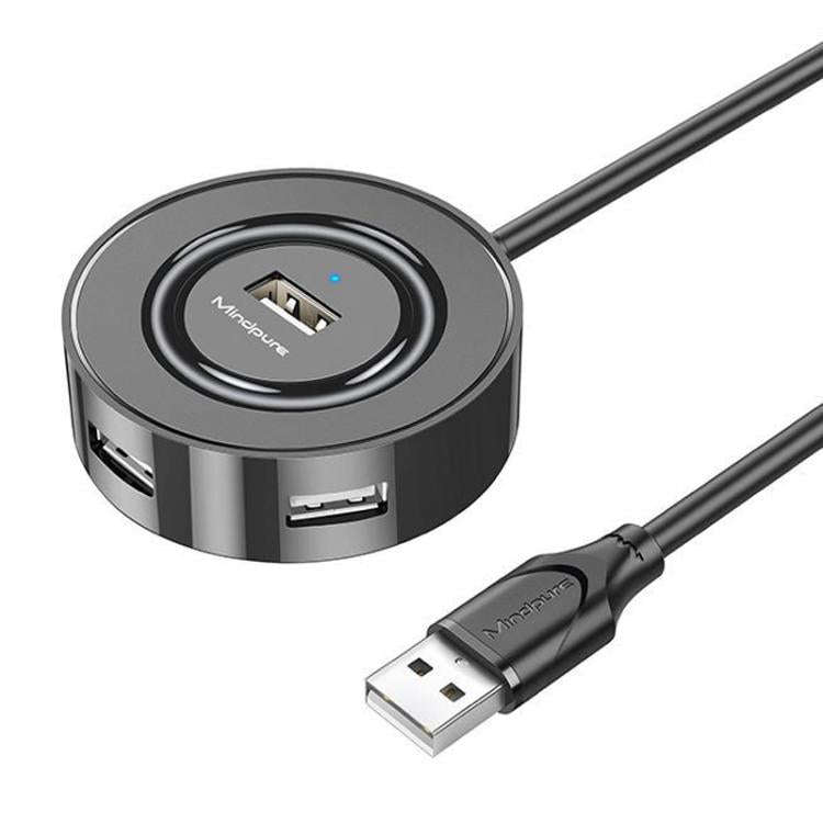 Mindpure US018 Computer Expansion USB2.0 4 Ports HUB, Length: 1m Black
