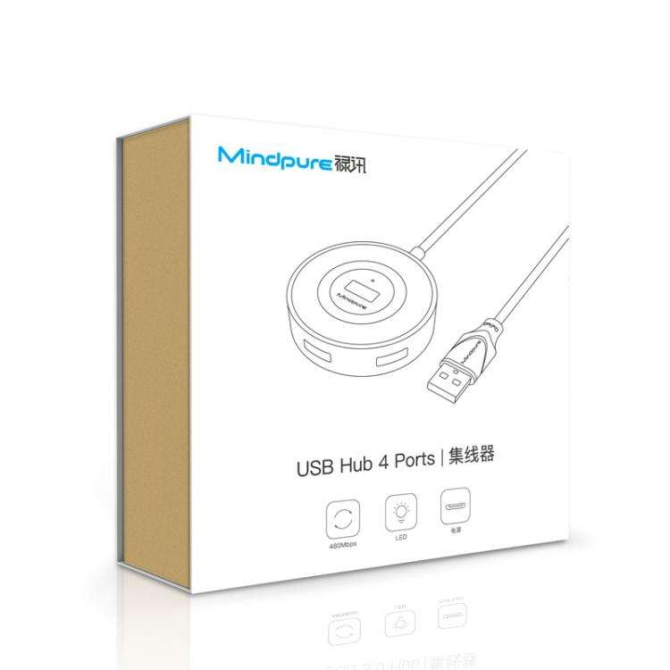 Mindpure US018 Computer Expansion USB2.0 4 Ports HUB, Length: 0.3m White