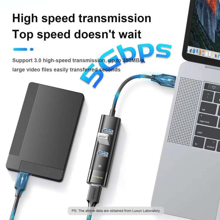 Mindpure US022 0.3m USB To 4-port USB3.0 Long Hub Docking Station Splitter
