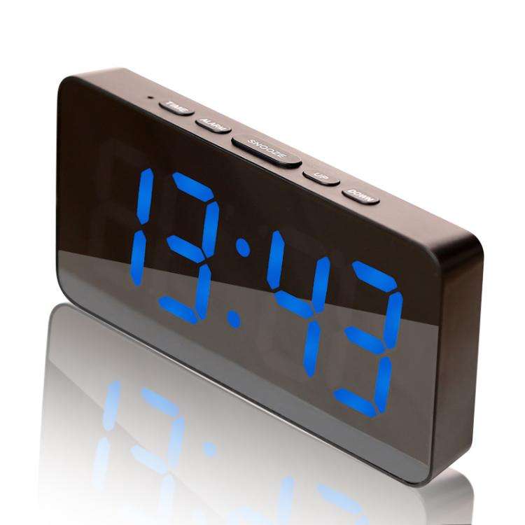 LED Mirror Digital Clock with Type-C Charging Port & 18650 Battery Compartment (Battery Not Inclu...
