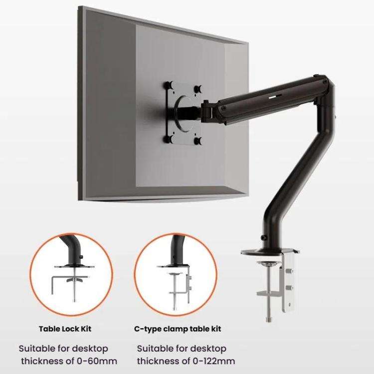 For 15-32 Inch Monitor Bracket Adjustable Gas Spring Computer Screen Desk Mount Stand(Black)