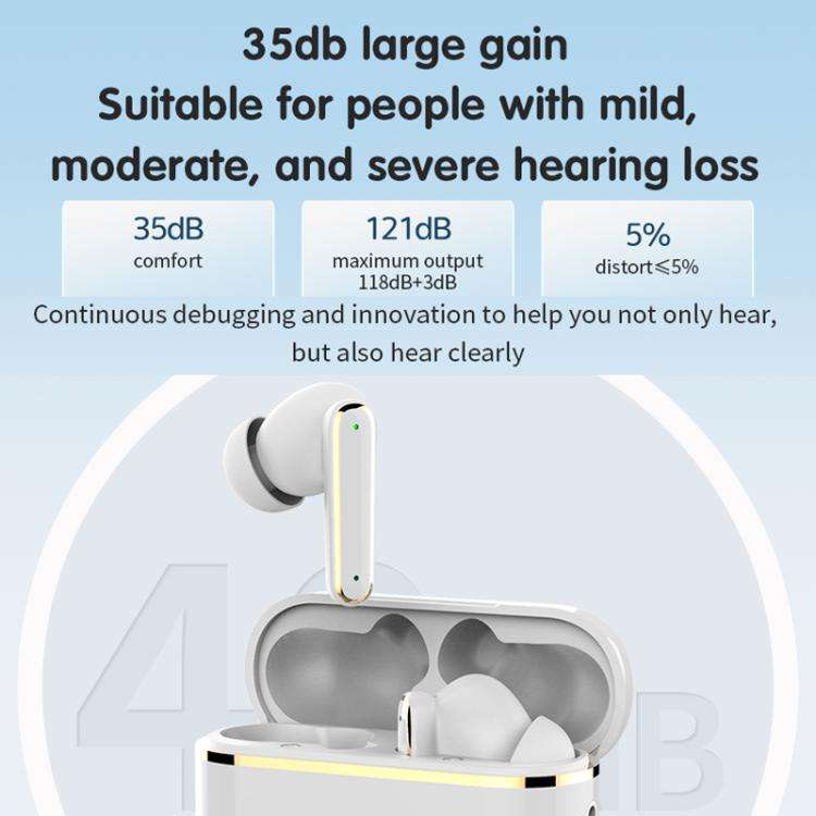 Smart Touch In-Ear Hearing Aid With Digital Charging Compartment(White)