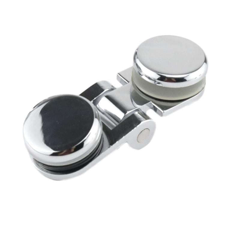 Frameless Glass Door Hinge Display Wine Cabinet 180 Degree Window Door Round Hinge, Spec: Bilater...