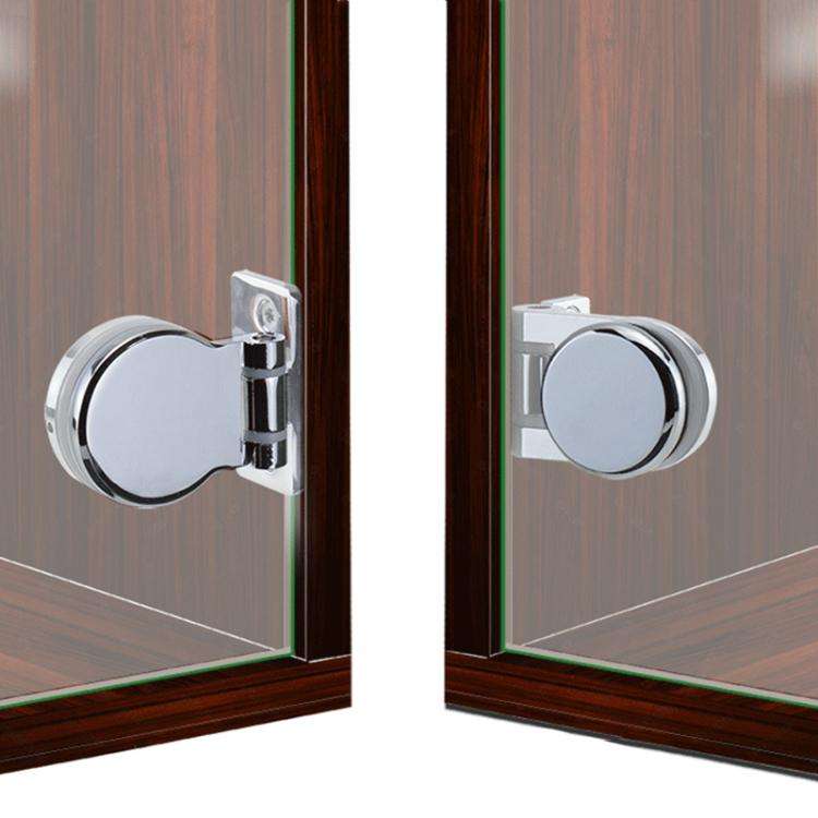 Frameless Glass Door Hinge Display Wine Cabinet 180 Degree Window Door Round Hinge, Spec: Bilater...