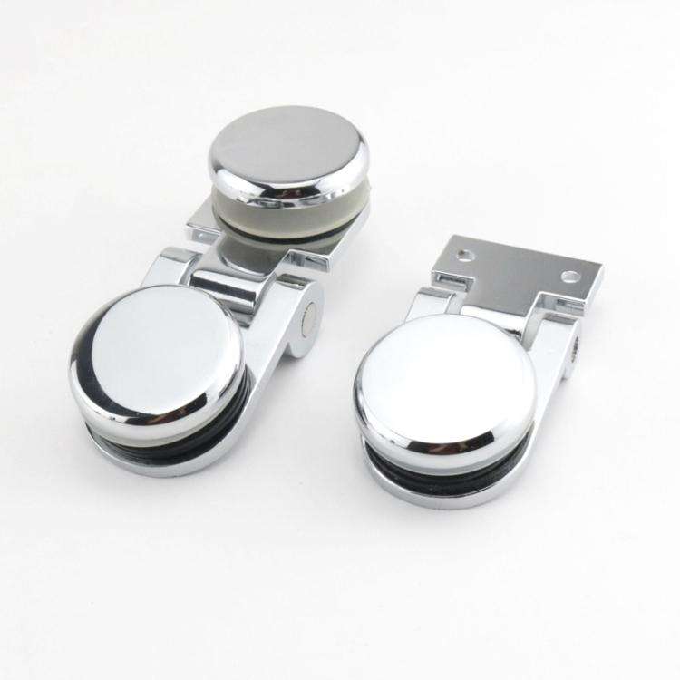 Frameless Glass Door Hinge Display Wine Cabinet 180 Degree Window Door Round Hinge, Spec: Bilater...