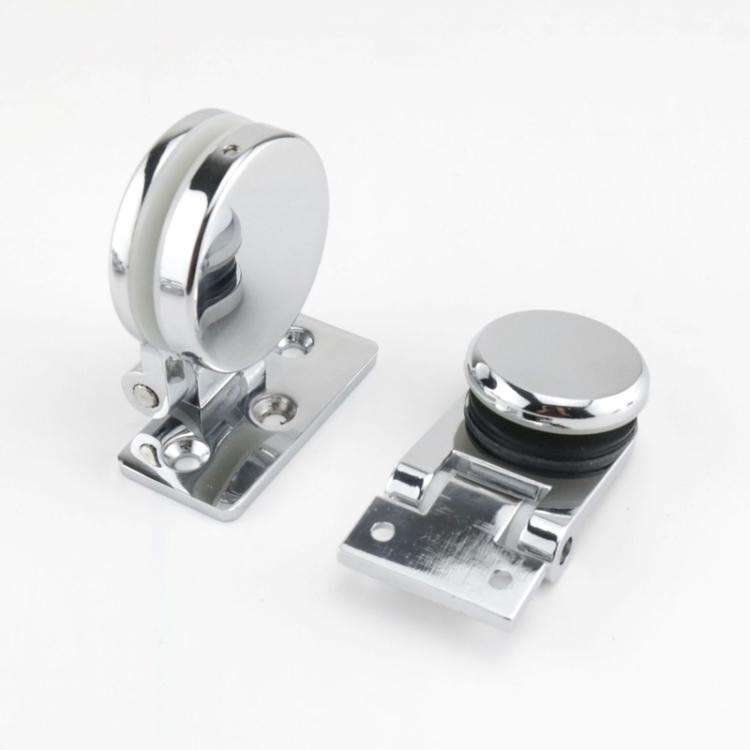 Frameless Glass Door Hinge Display Wine Cabinet 180 Degree Window Door Round Hinge, Spec: Bilater...